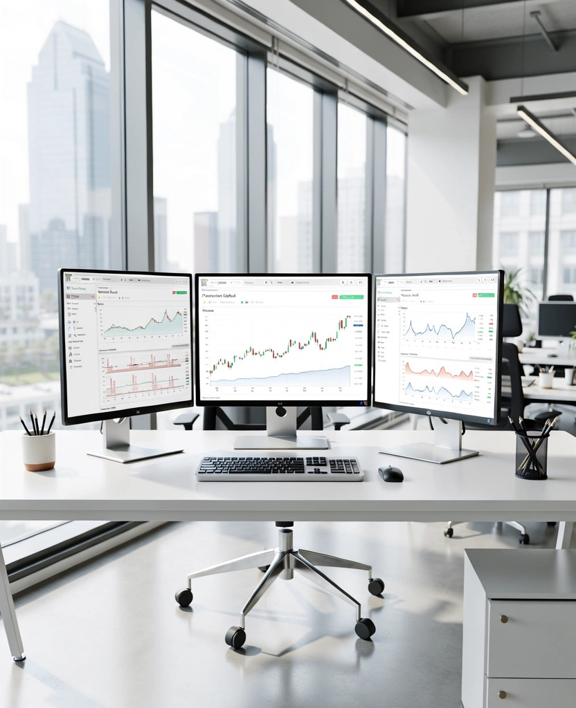 Modern fintech workspace